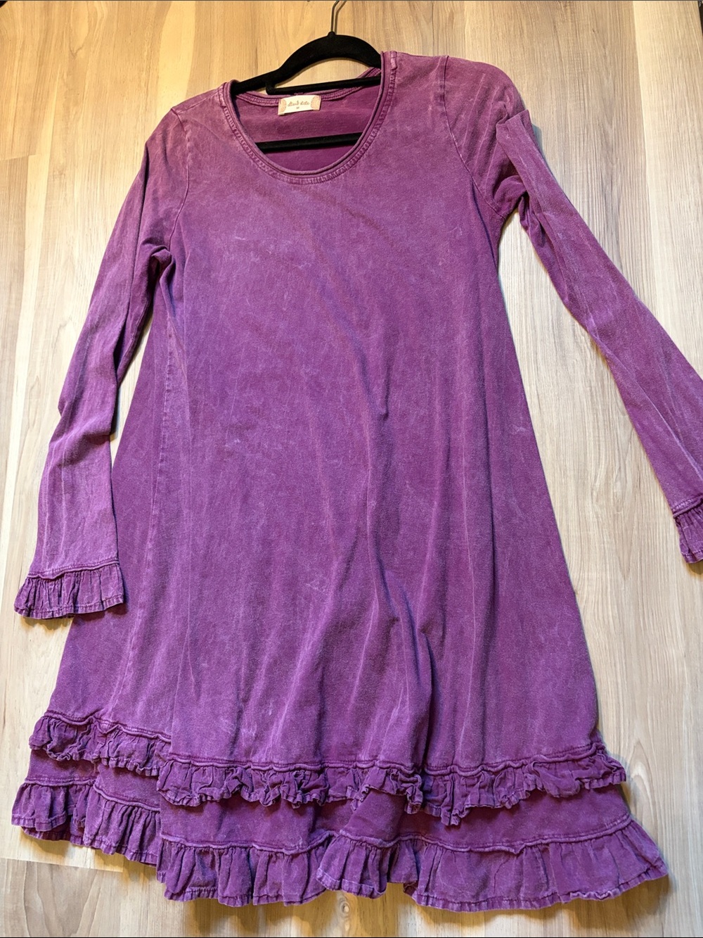 Altar’d State' Purple Ruffle Hem Long Sleeve Dress medium